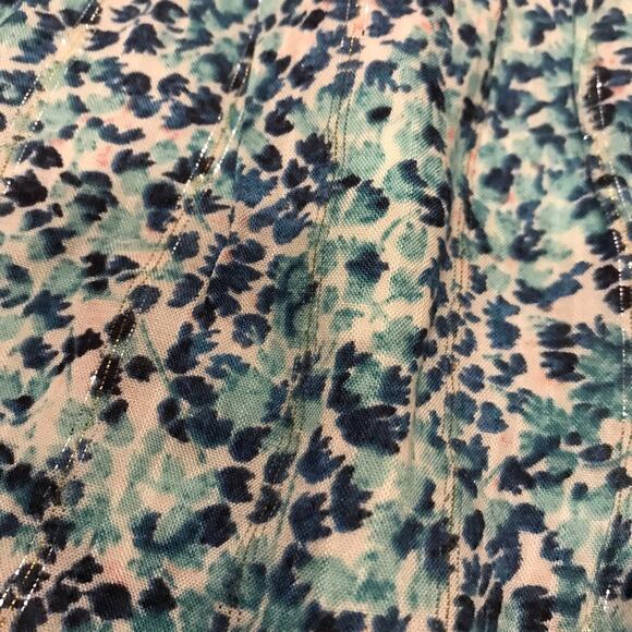 Loft elastic waist lined floral silver shimmer skirt size small petite N… - Picture 4 of 5